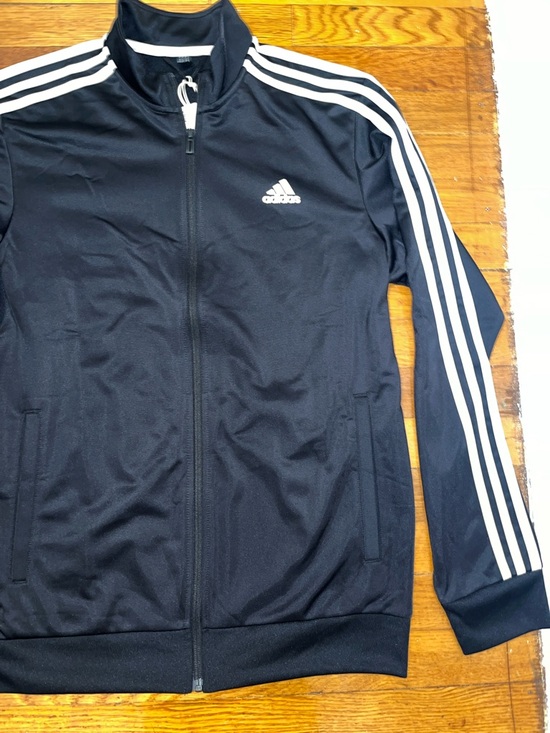 adidas Black Track Jacket with White Stripes - Picture 3 of 8